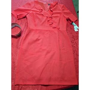 Red Secretary Dress by Tahari. Pin-up, Fitted, 16.